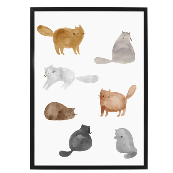 Скандинавский постер для детской Коты-Пухляши 3